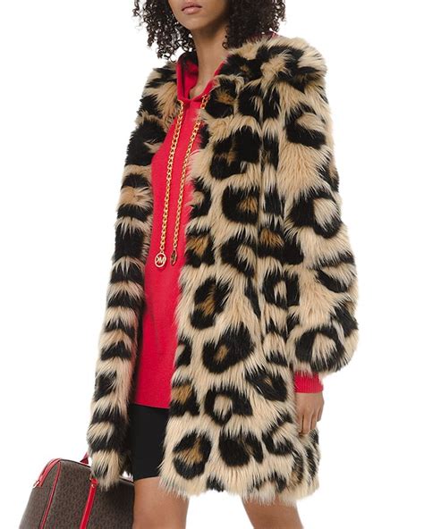 michael kors oversize leopard faux fur coat